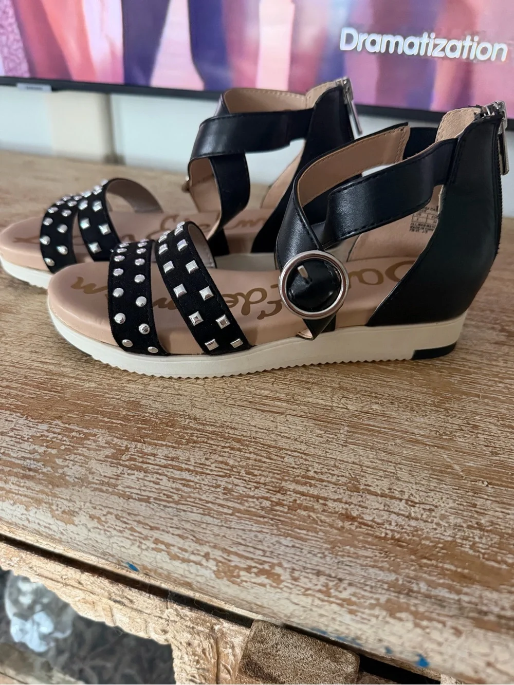 Sam Edelman Black Studded Girls Sandals